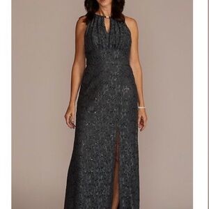 Oleg Cassini Charcoal Maxi Dress